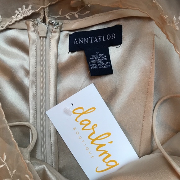 Ann Taylor Beige Cream Lace Silk Shift Dress, EUC, 2 - Picture 4 of 12